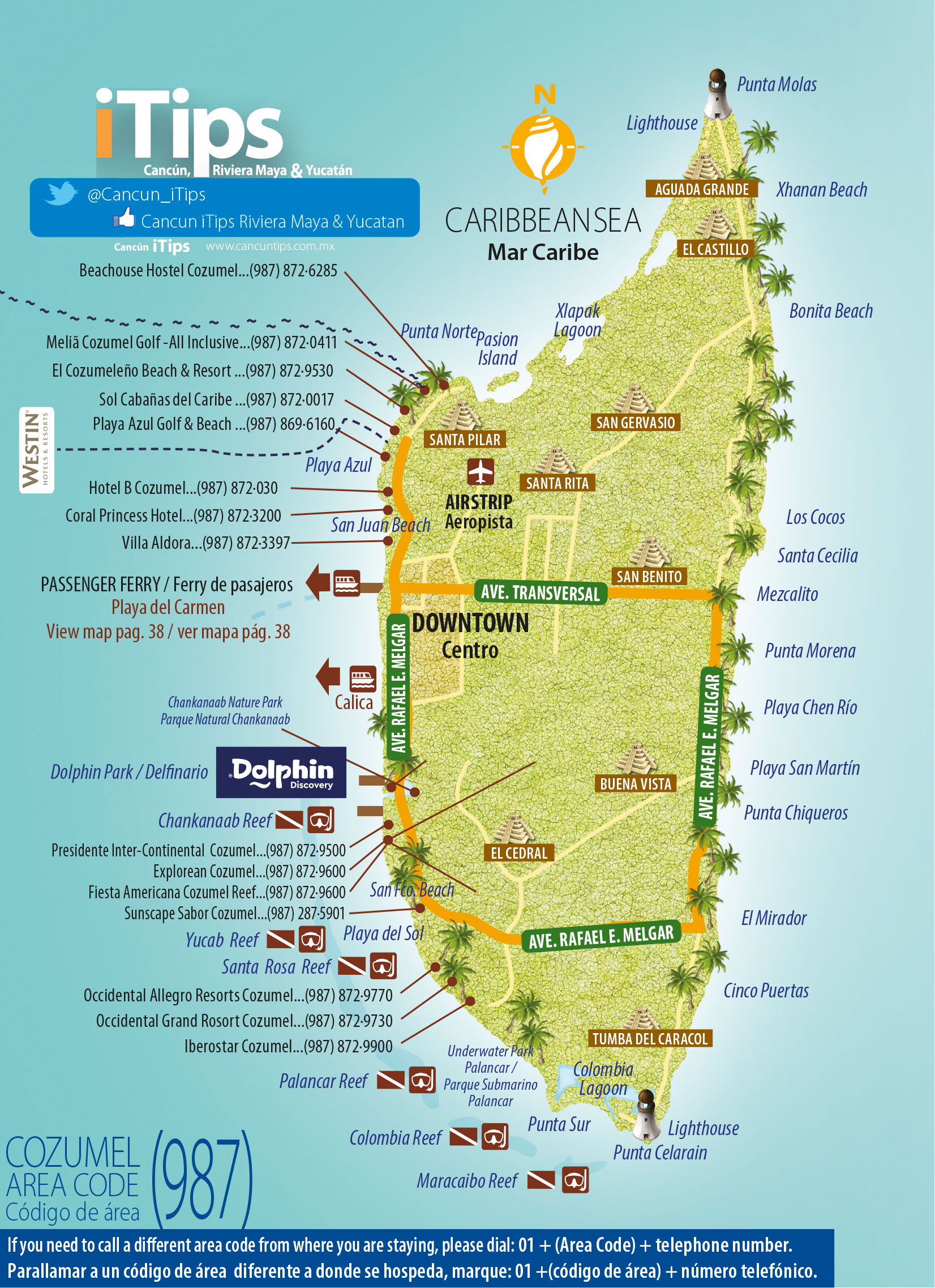 Mapa Cozumel Cancun Tips